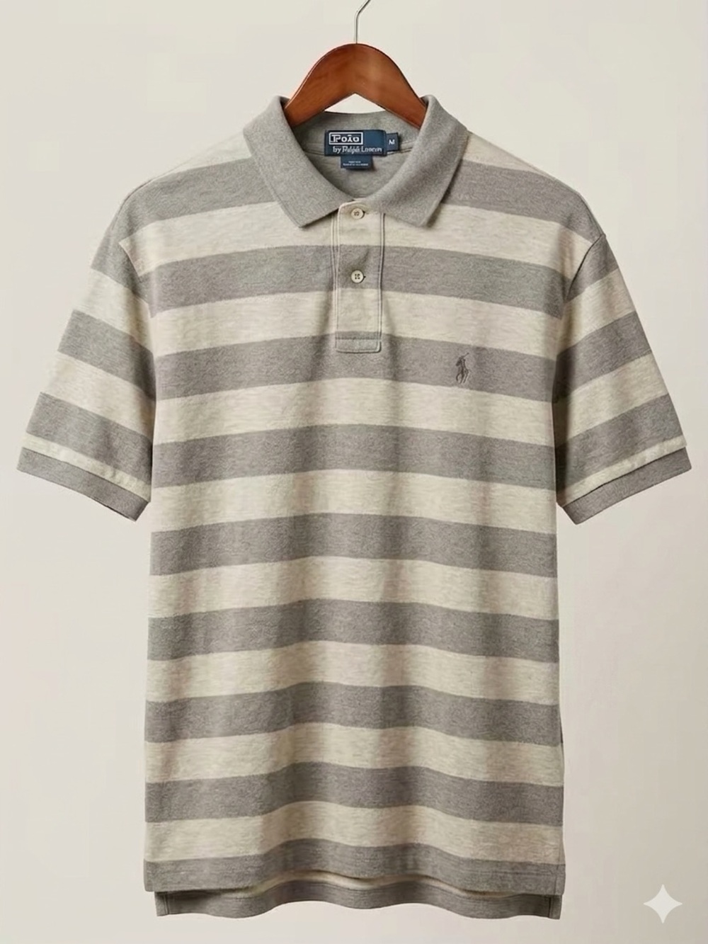 Polo by Ralph Lauren Men's Gray  Striped Polo Shirt